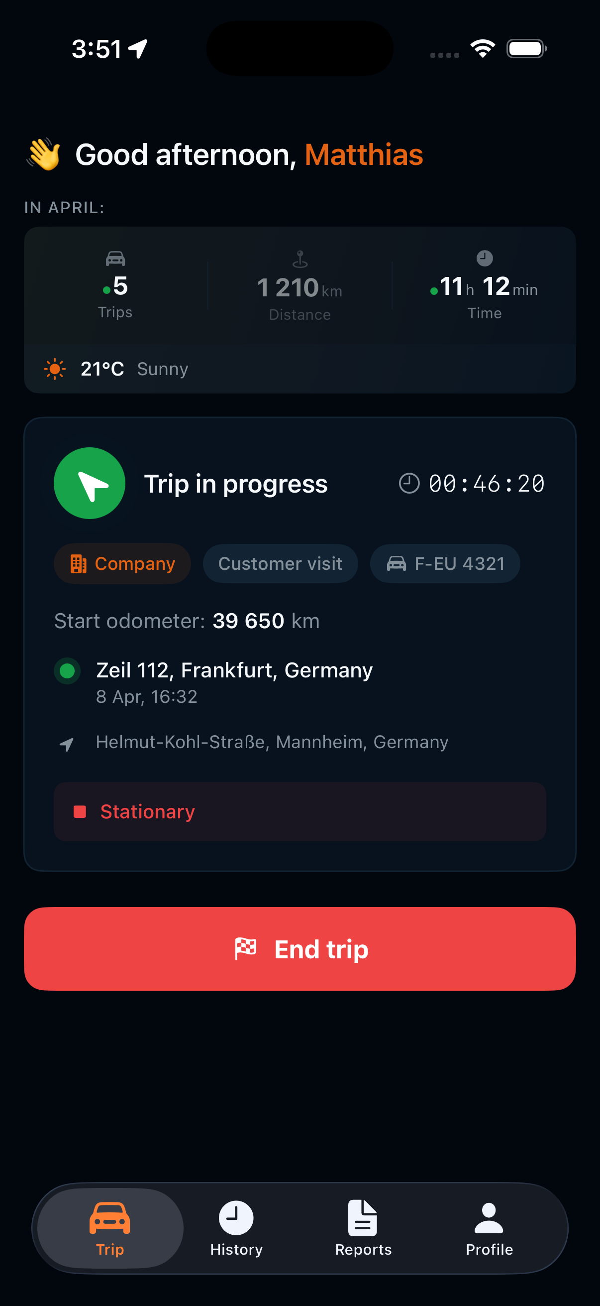 Mobile app - dark mode