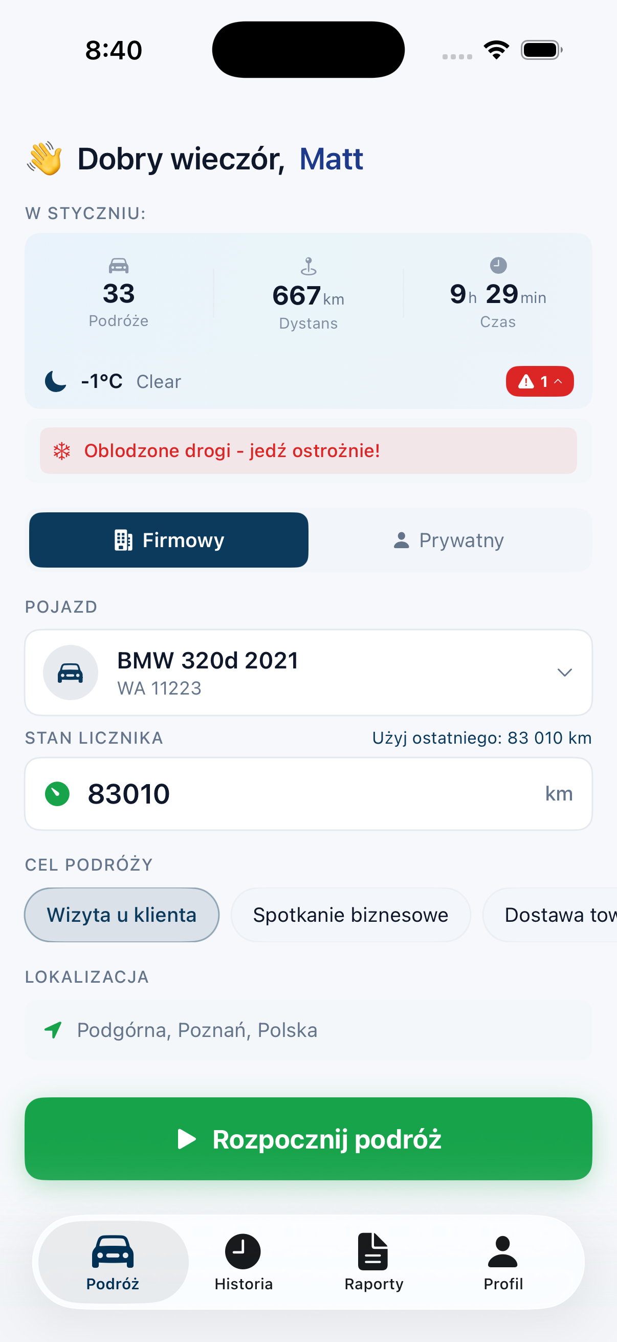 Autokilometry - Aplikacja mobilna (light)